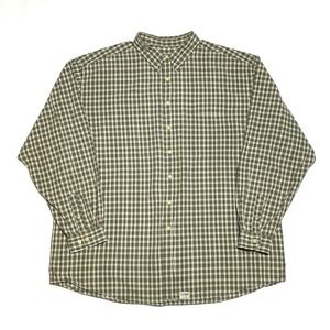 Eddie Bauer Mens sz 3XL Casual Button‎ Up Shirt Beige Blue Plaid Long Sleeve